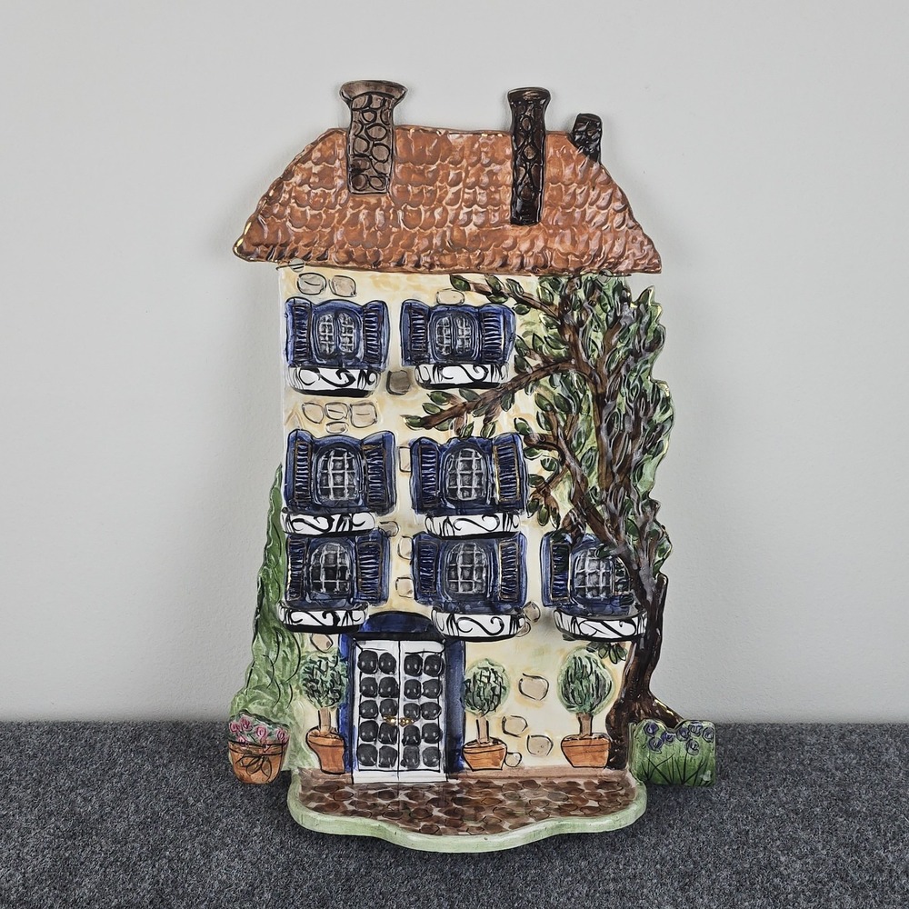 Heather Goldminc Blue Sky Clayworks Wall-Plaque Candle House "14×20" Signed 2000